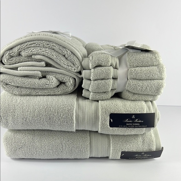Brooks Brothers Other - 8 Pc Brooks Brothers Gray Bath Towel Set Premium Cotton Zero Twist Solucell NEW